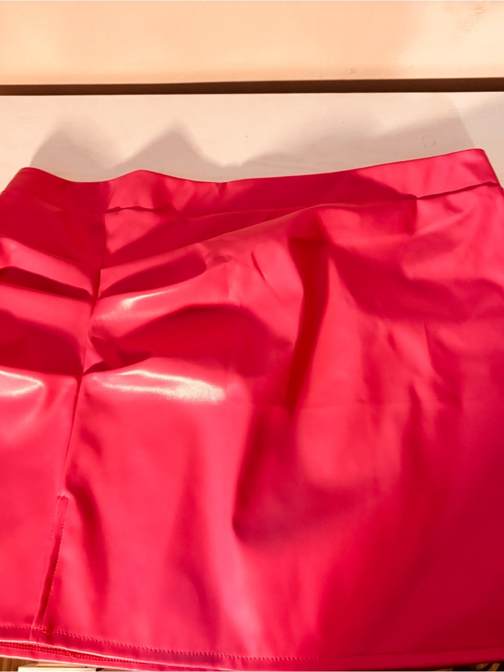 Hot Pink Faux Leather Mini Skirt